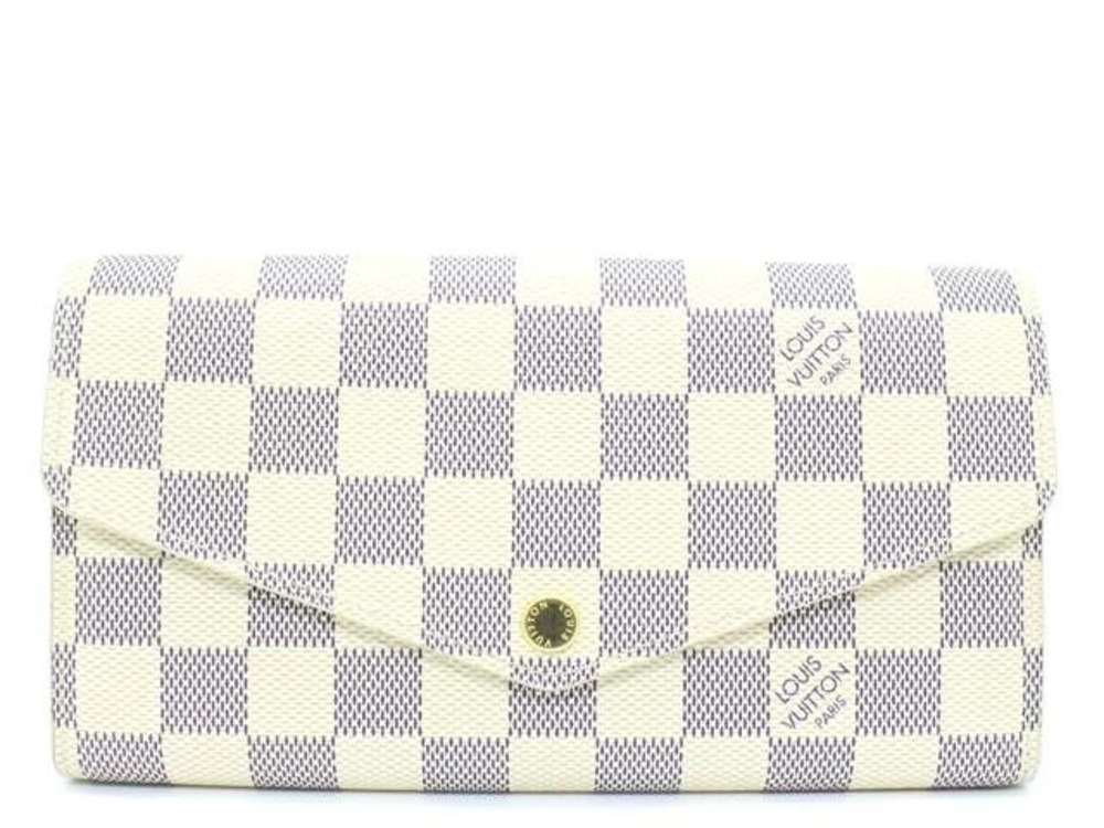 LOUIS VUITTON Portefeuille Sarah Long Wallet Damier Azur White